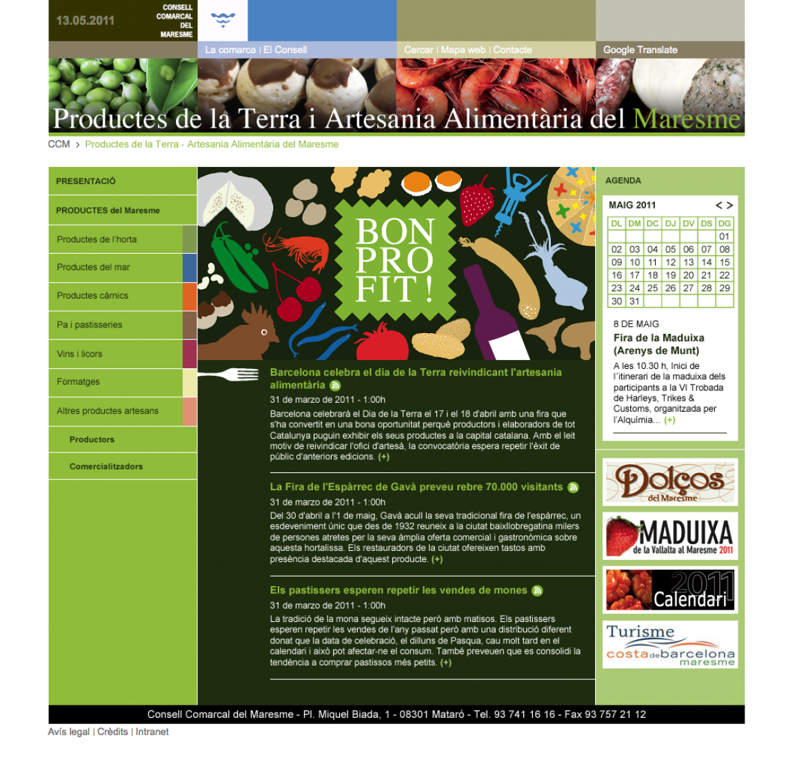 Productes de la Terra. Consell Comarcal del Maresme
