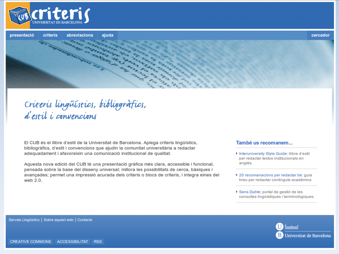 CUB. Criteris lingüístics, bibliogràfics, d'estils i convencions