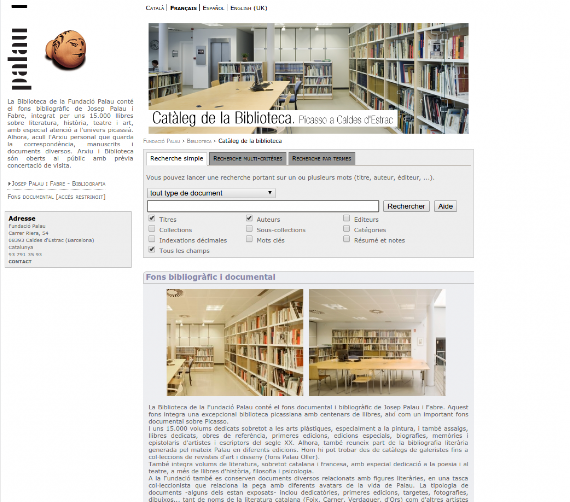 Catàleg de la Biblioteca de la Fundació Palau